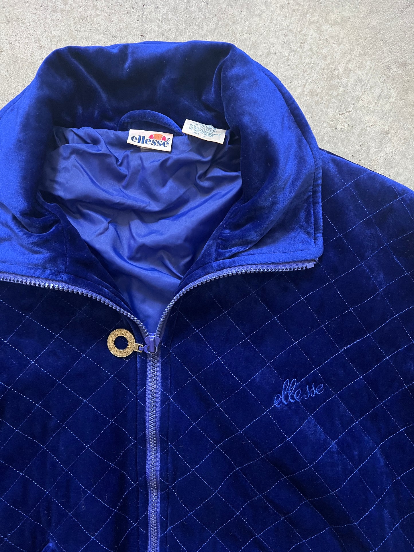 Vintage Ellesse Blue Velvet Tennis Jacket (circa 1990s)