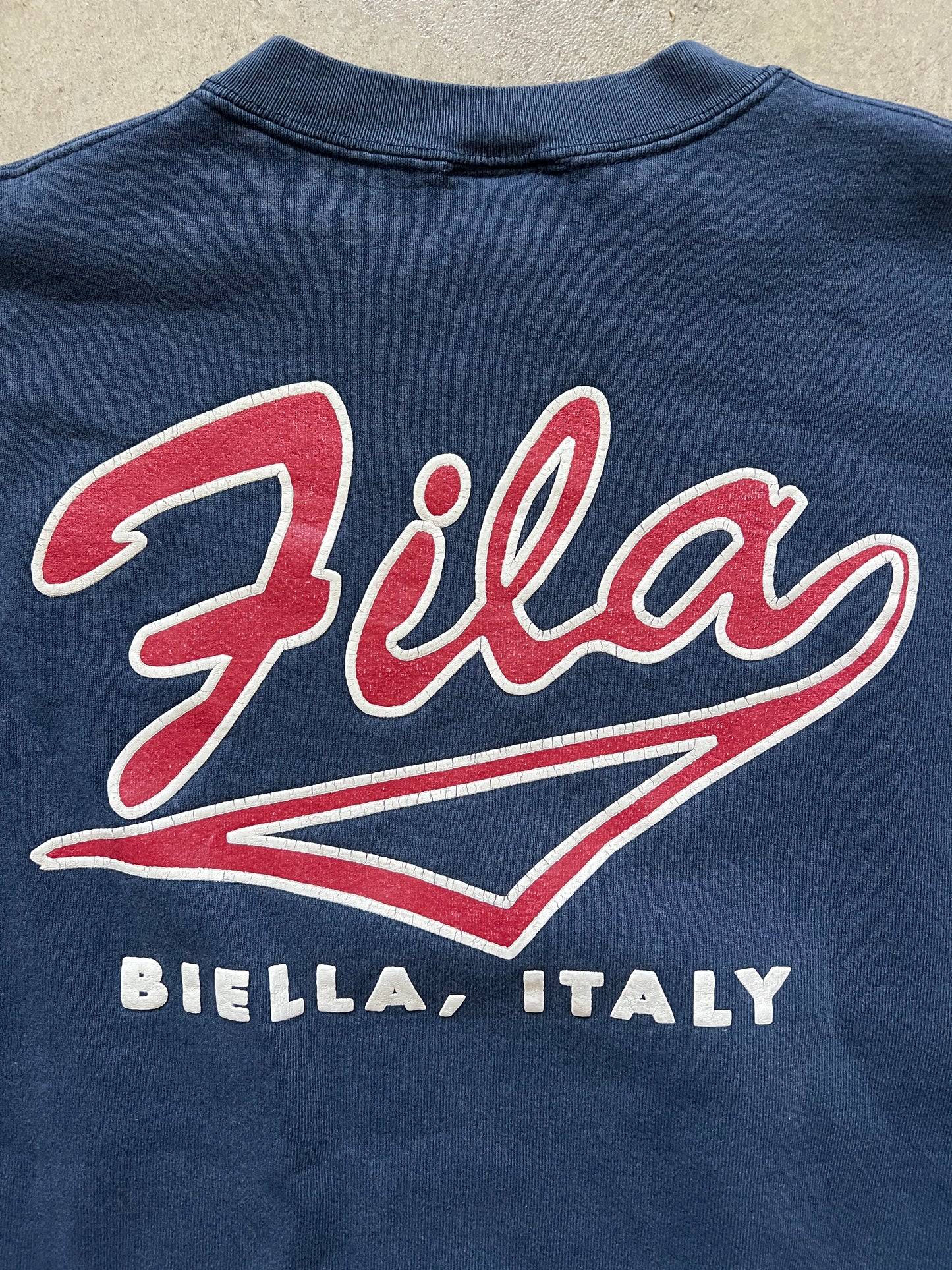 Vintage Fila Biella, Italy Distressed Crewneck Sweatshirt (circa 1990s)