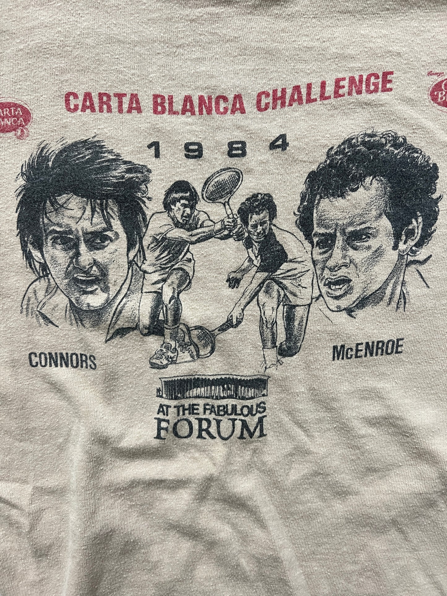 Vintage 1984 McEnroe v Connors Carta Blanca Challenge T-Shirt (RARE)