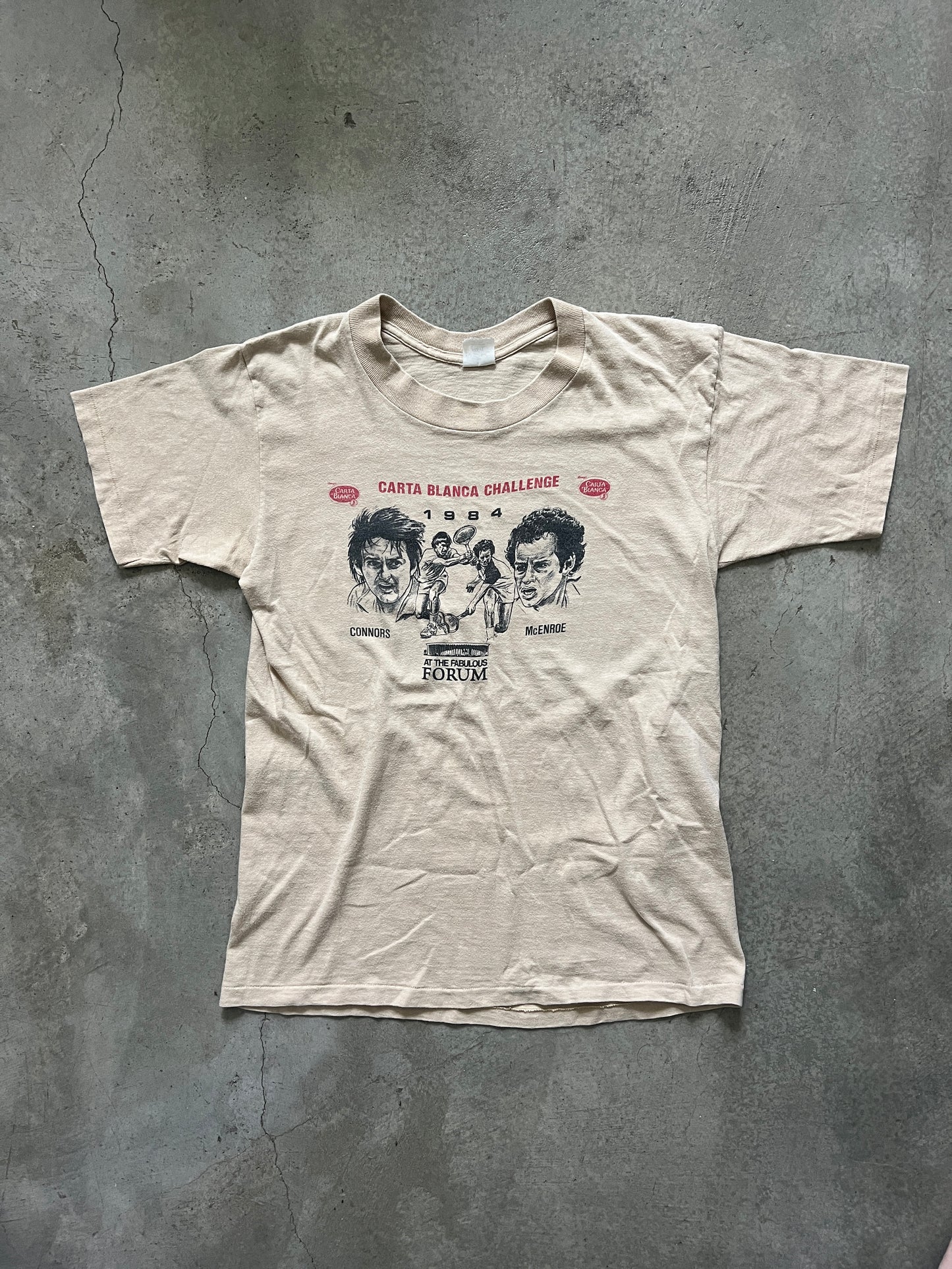Vintage 1984 McEnroe v Connors Carta Blanca Challenge T-Shirt (RARE)