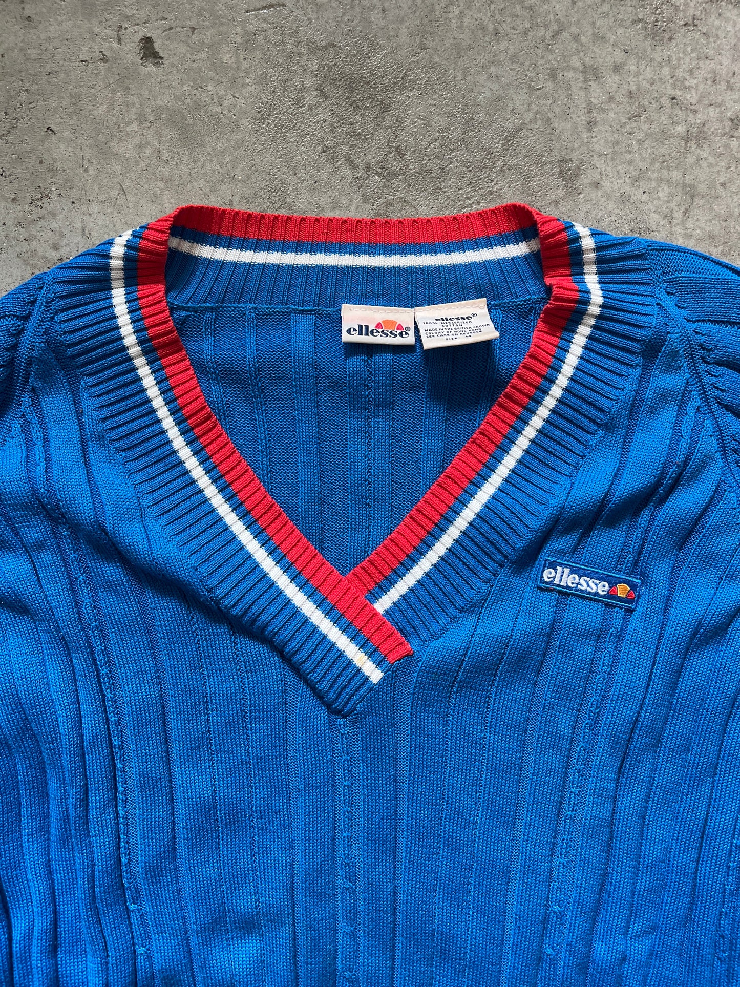 Vintage Ellesse V-Neck Tennis Sweater (circa 1980s)