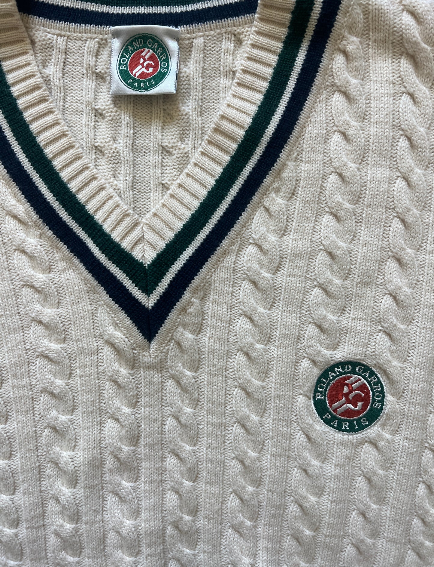 Vintage Roland Garros Cable Knit Tennis Sweater (circa 1990s)