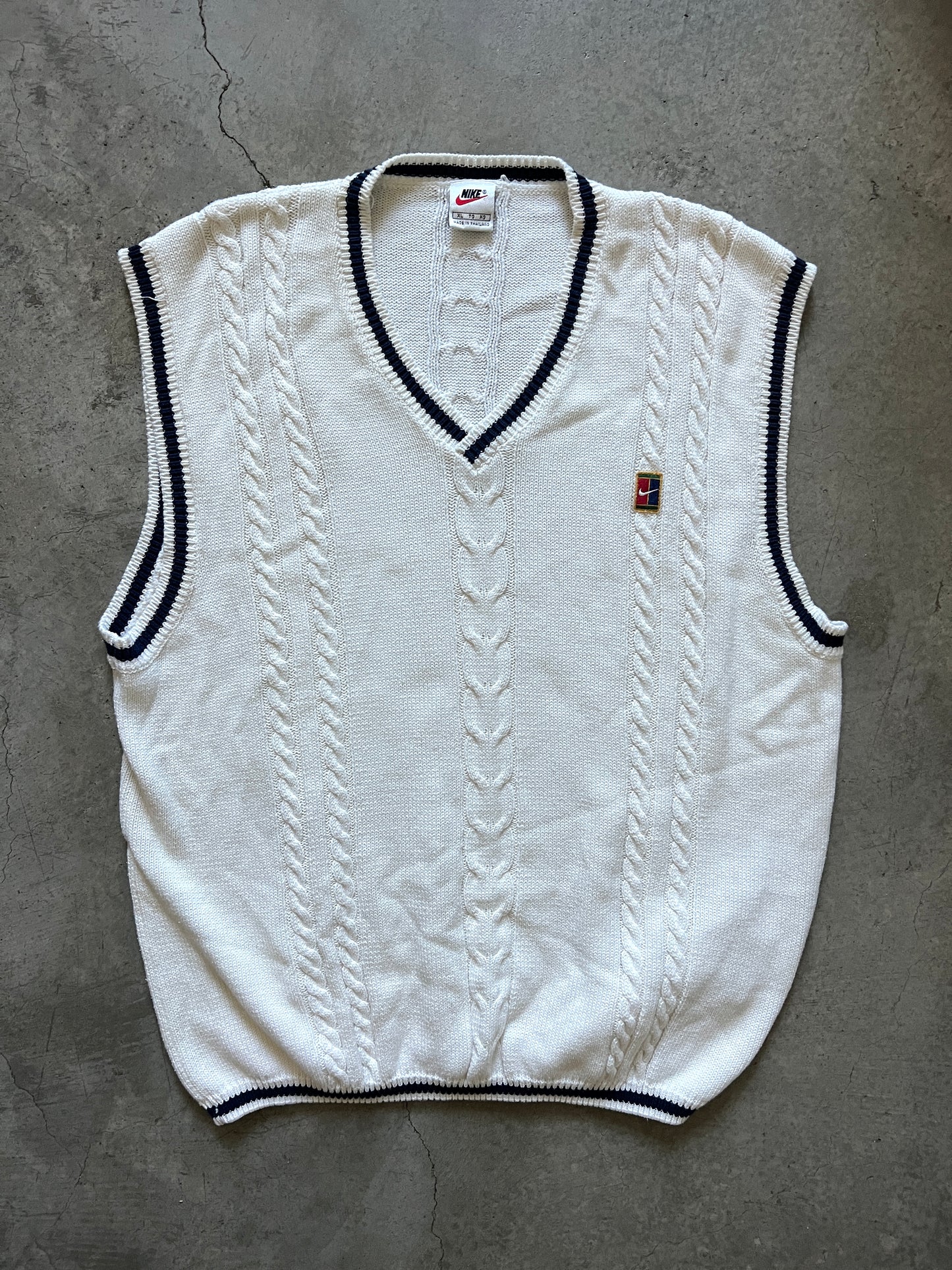 Vintage Nike Tennis Cable-Knit Sweater Vest (circa 1990s) (rare)