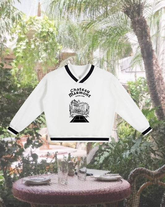 Château Marmont Tennis Club V-Neck Tennis Sweatshirt