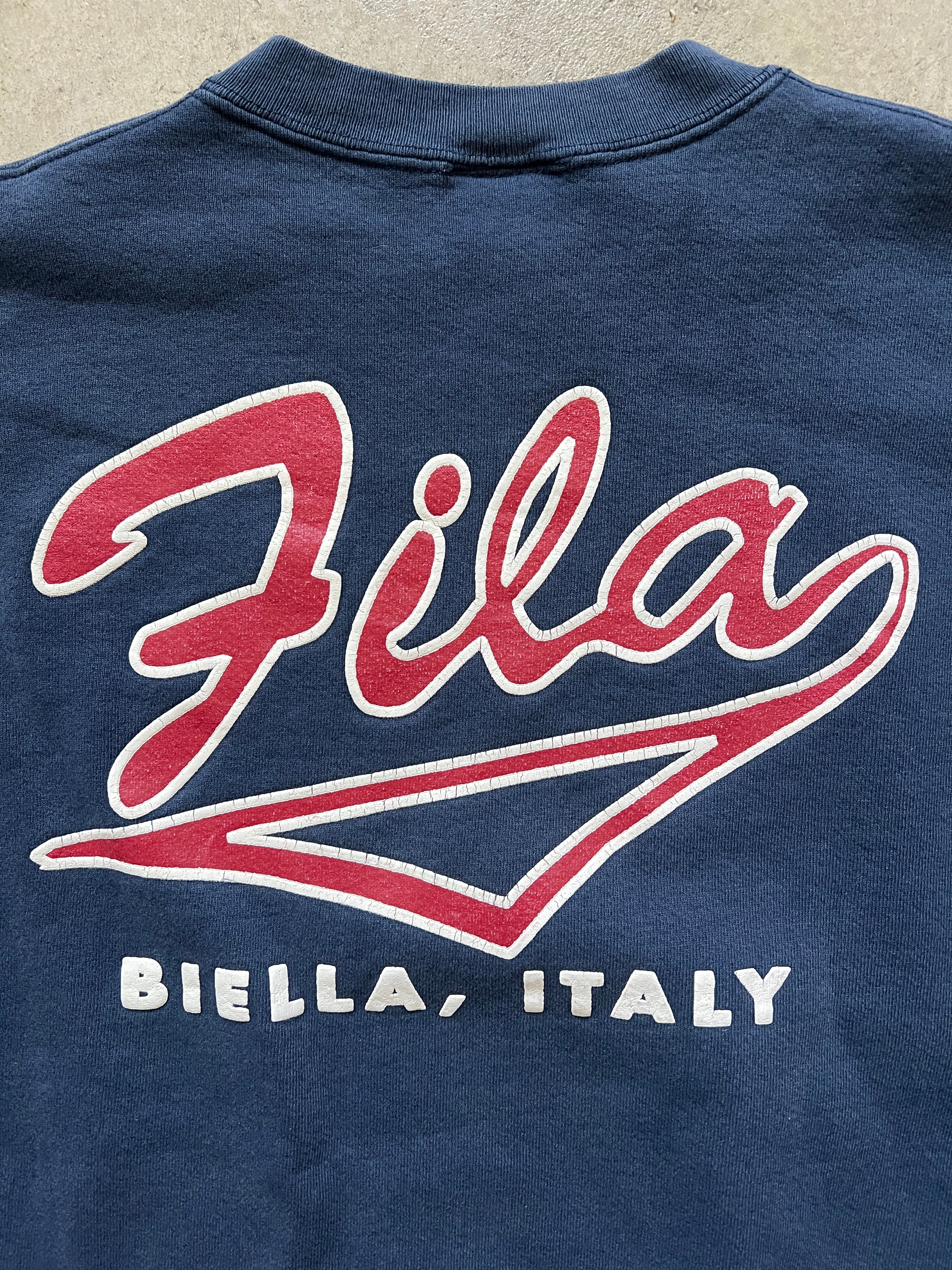 Vintage Fila Biella, Italy Distressed Crewneck Sweatshirt (circa 1990s)