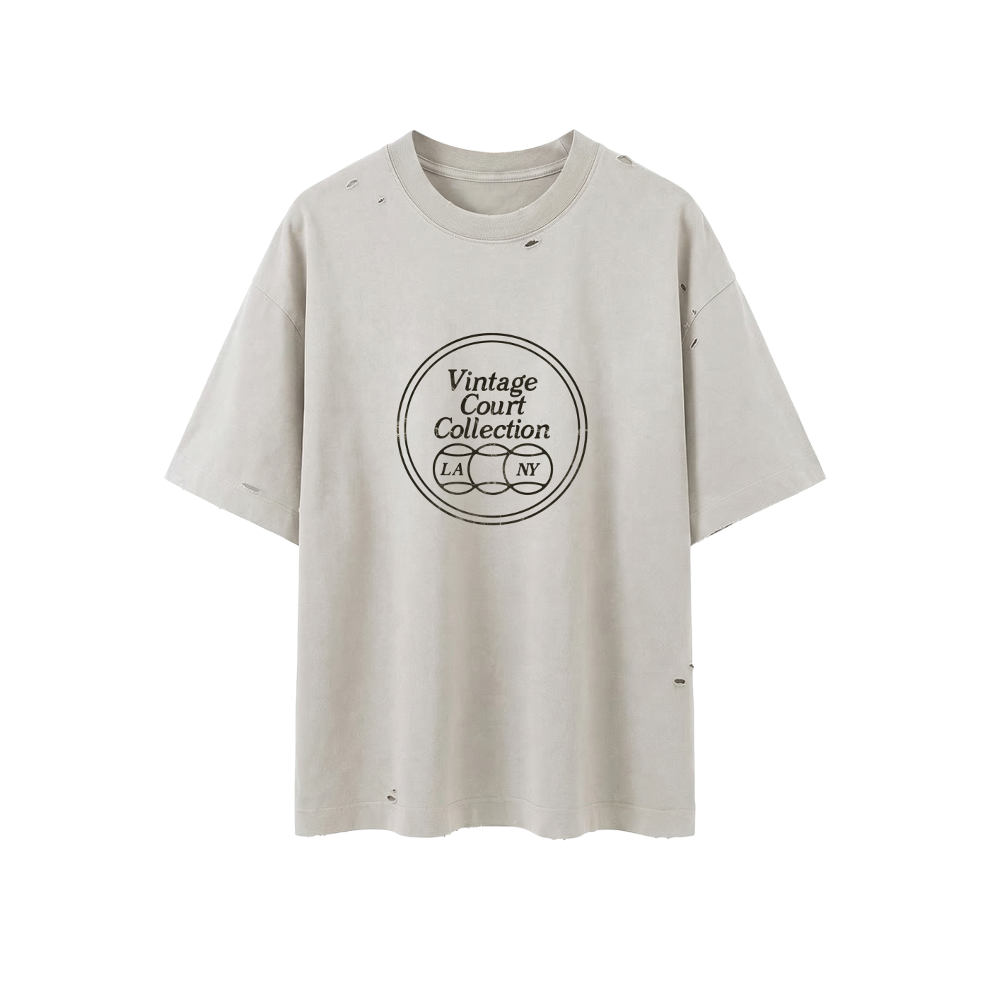 VCC Vintage Washed Distressed T-Shirt (Pale Khaki)