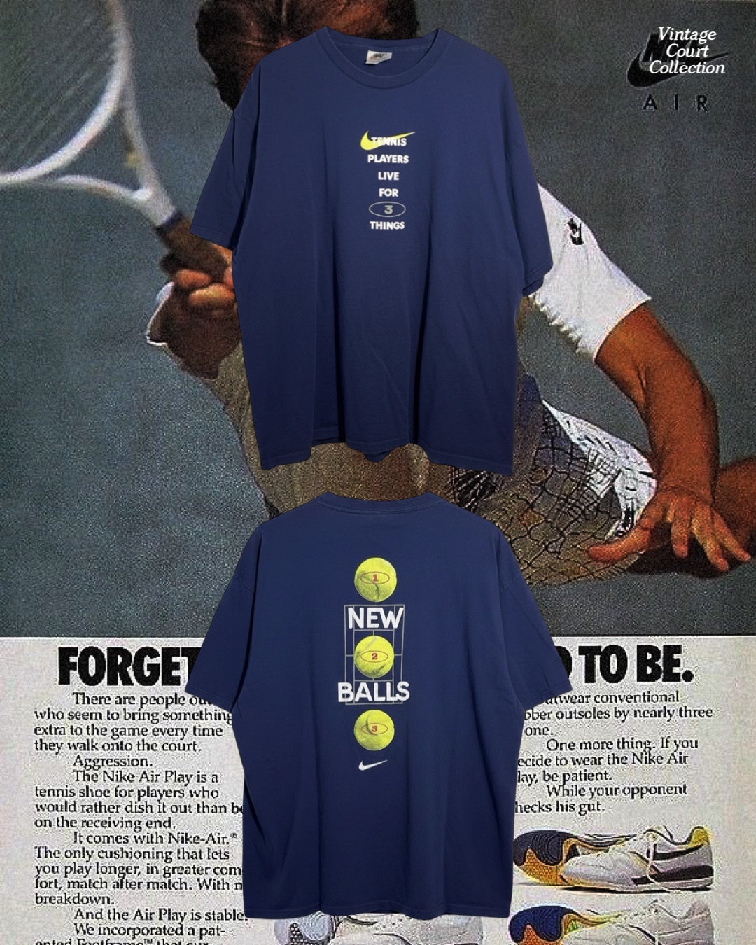 Vintage Nike Tennis Graphic T-Shirt (circa 1990s)