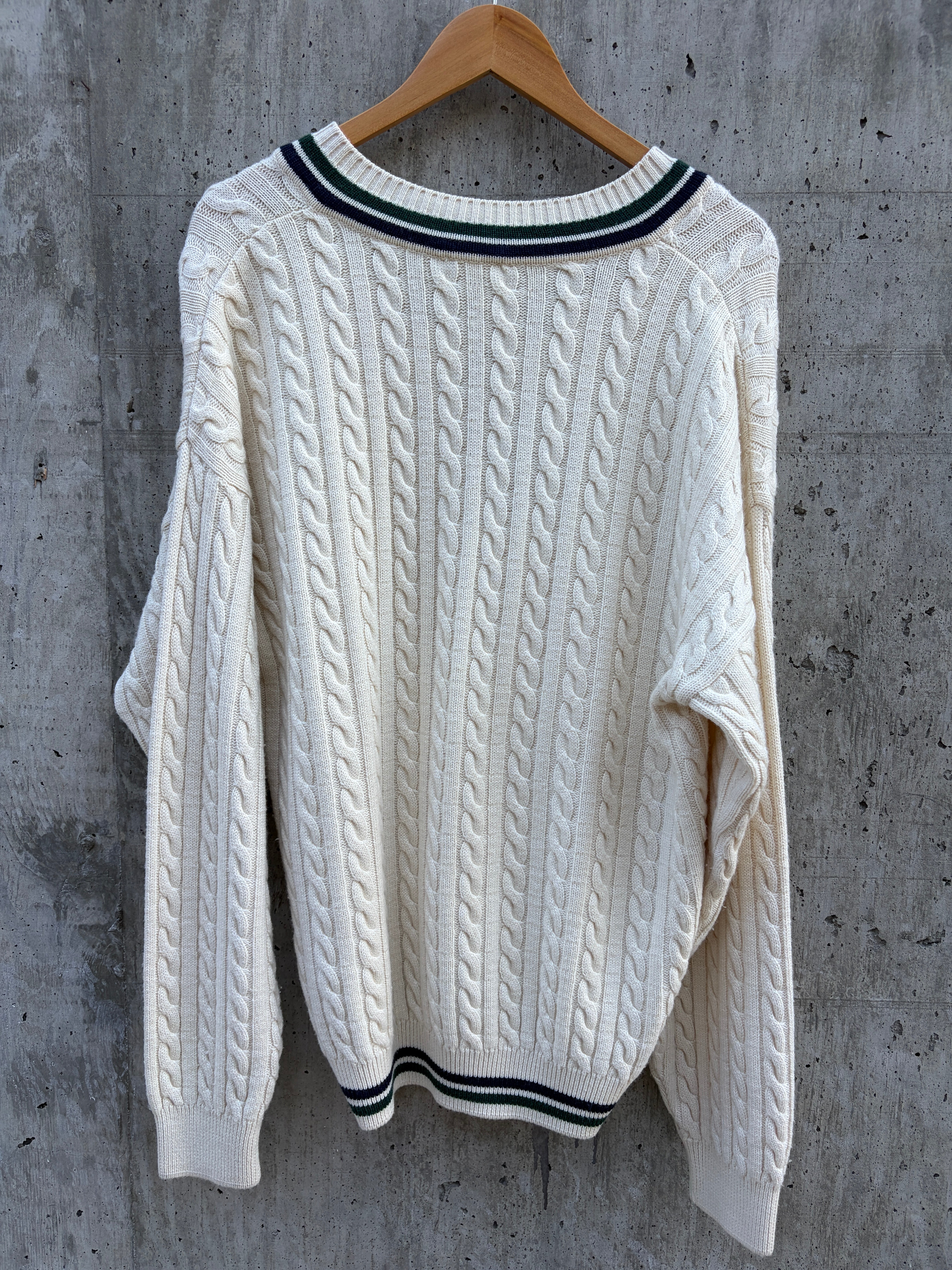 Vintage Roland Garros Cable Knit Tennis Sweater (circa 1990s)