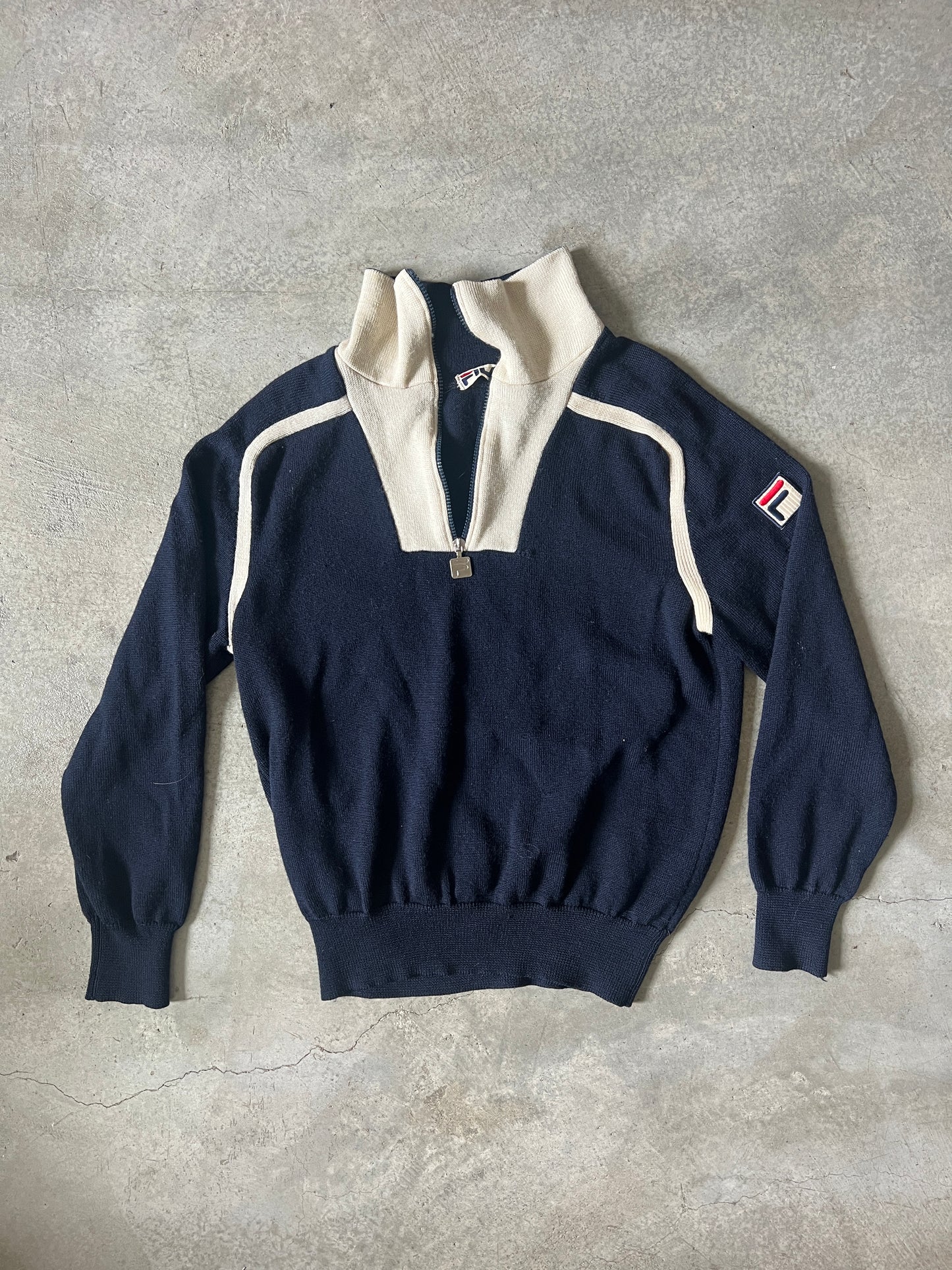 Vintage Wool Fila 1/4 Zip Tennis Sweater (circa 1980s)