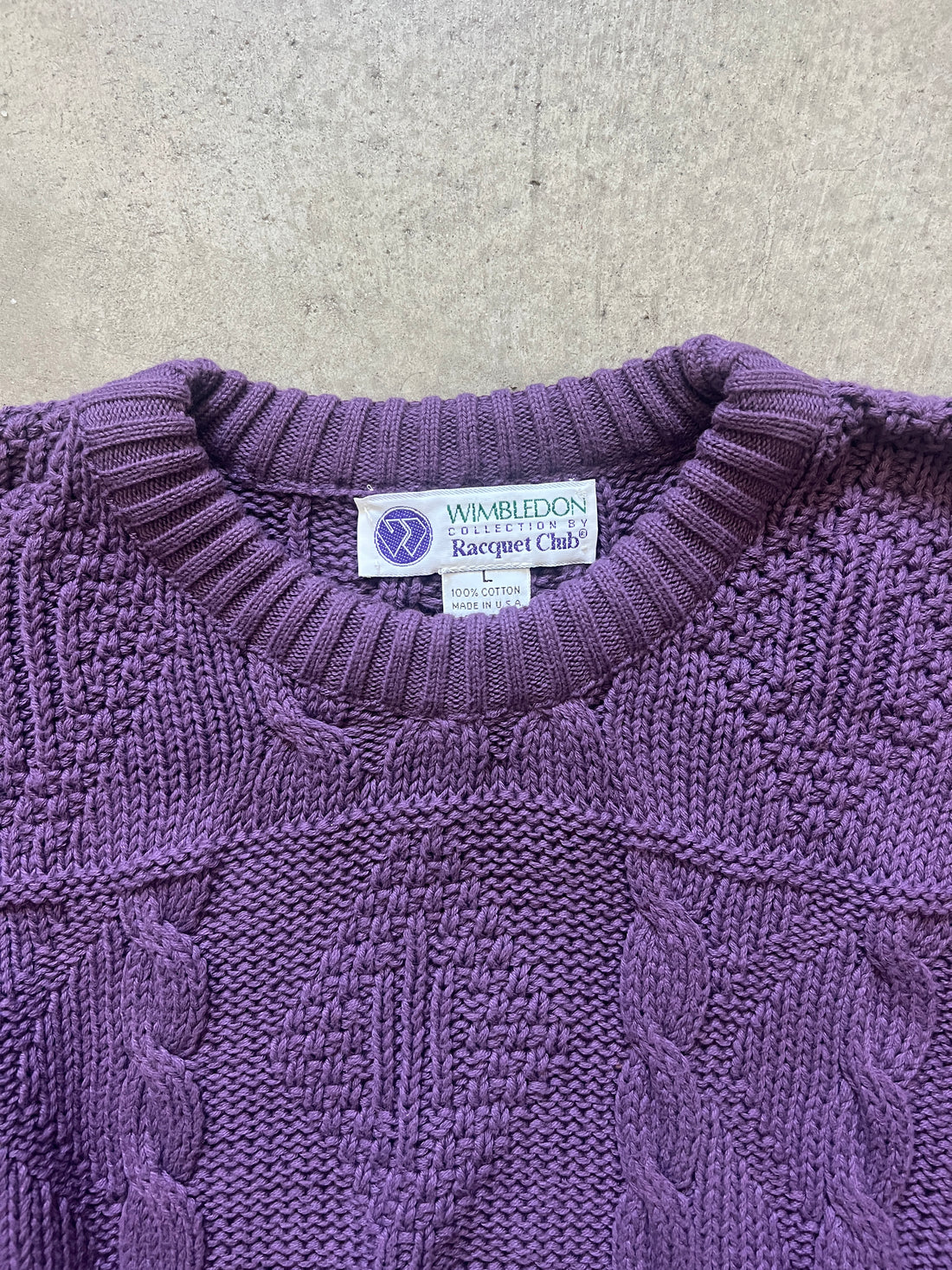 Vintage Wimbledon Racquet Club Knit Sweater (circa 1990s)