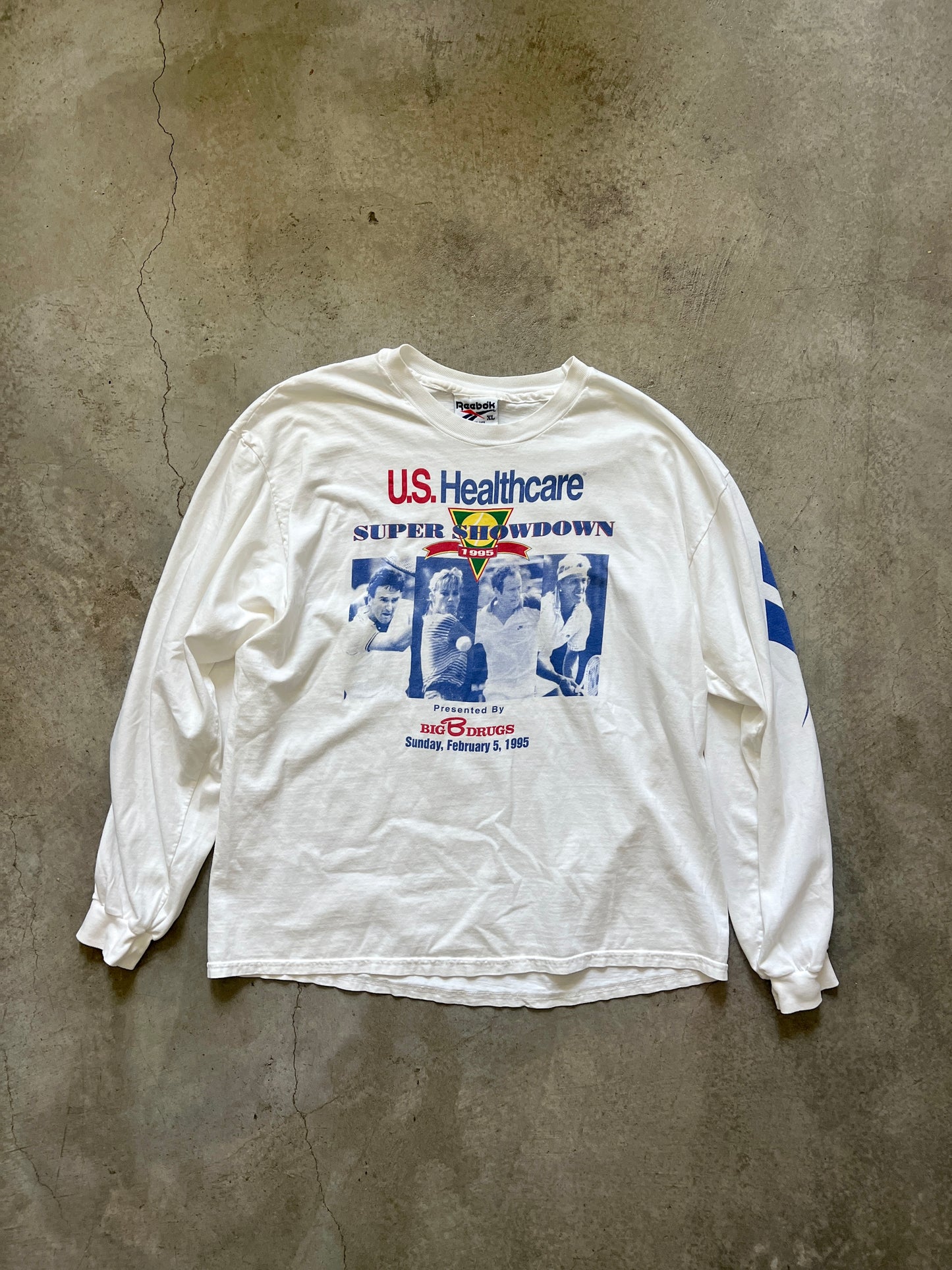 Vintage 1995 Reebok Super Showdown Long Sleeve T-Shirt (Connors/Evert/McEnroe/Navratilova)