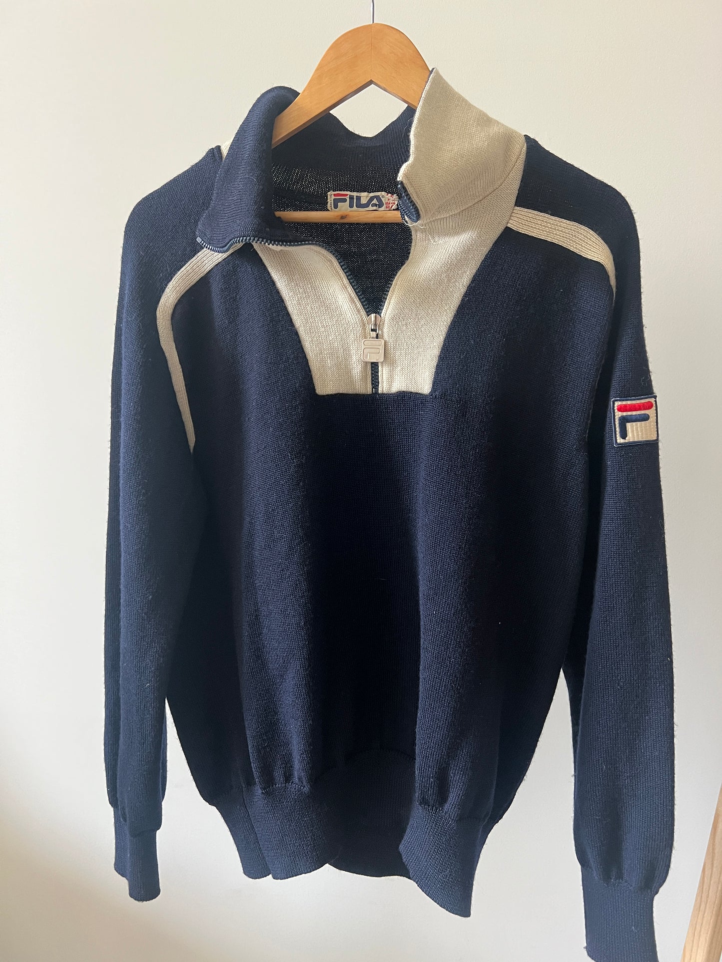 Vintage Wool Fila 1/4 Zip Tennis Sweater (circa 1980s)