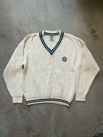 Vintage Roland Garros Cable Knit Tennis Sweater (circa 1990s)