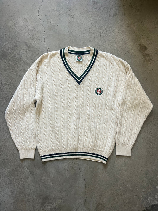 Vintage Roland Garros Cable Knit Tennis Sweater (circa 1990s)