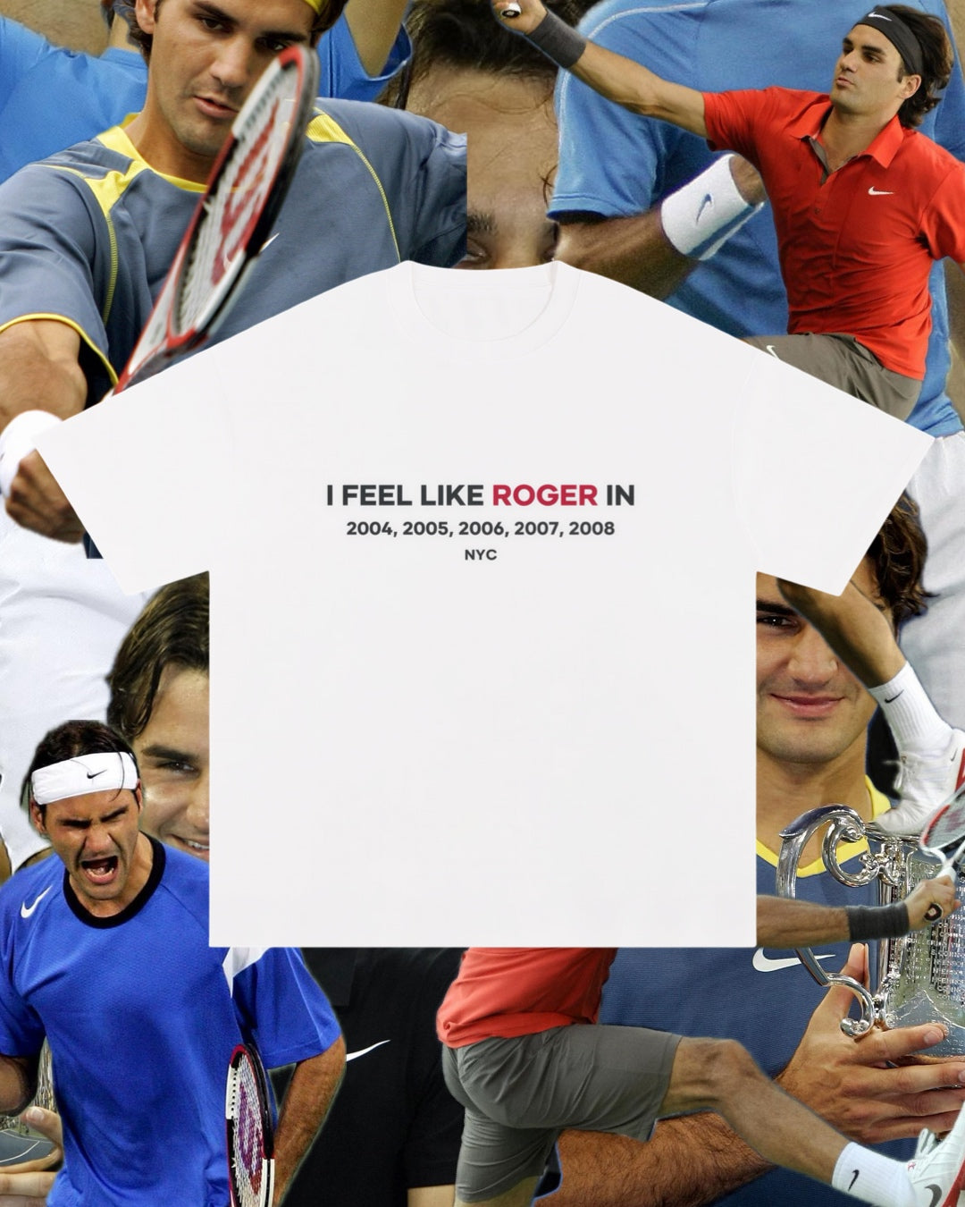 Limited Edition Roger Federer 5-Time US Open Champion T-Shirt (White)