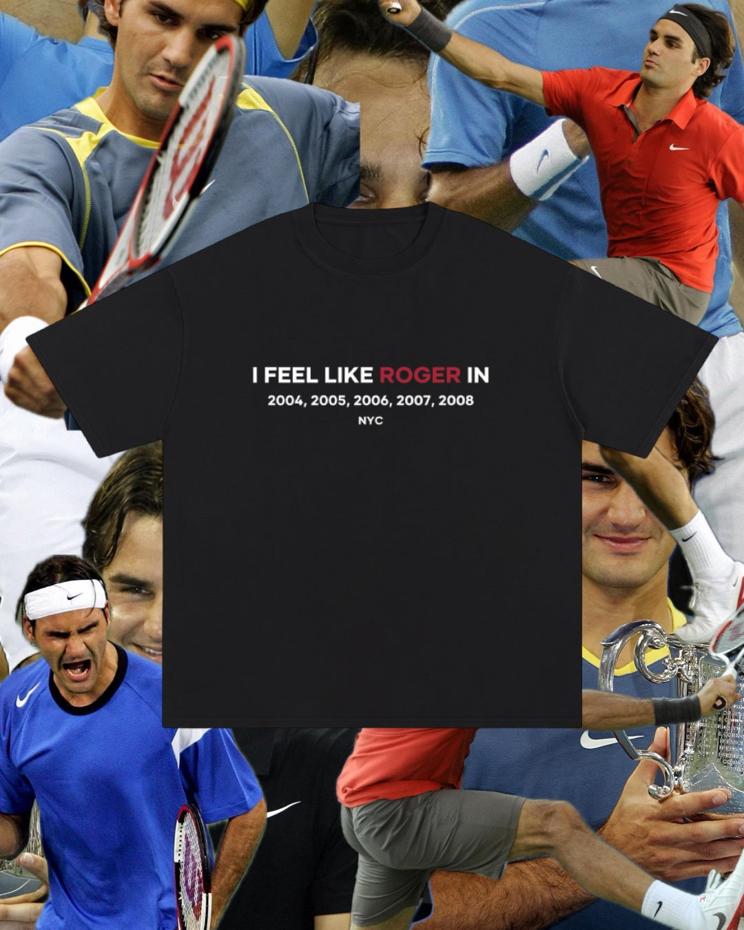 Limited Edition Roger Federer 5-Time US Open Champion T-Shirt (Black)