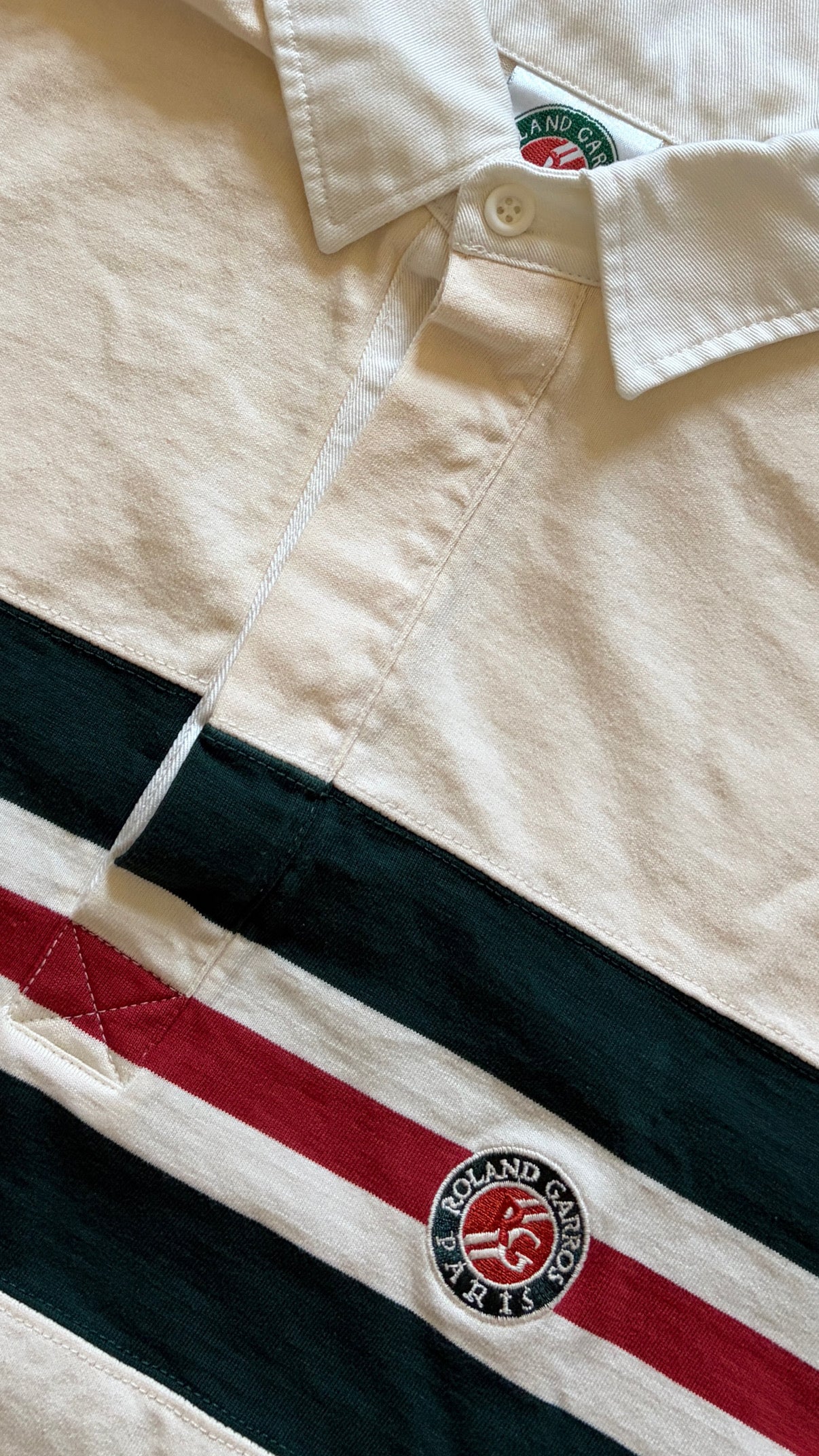 Vintage Roland Garros Cream Rugby Shirt (circa 2000s)