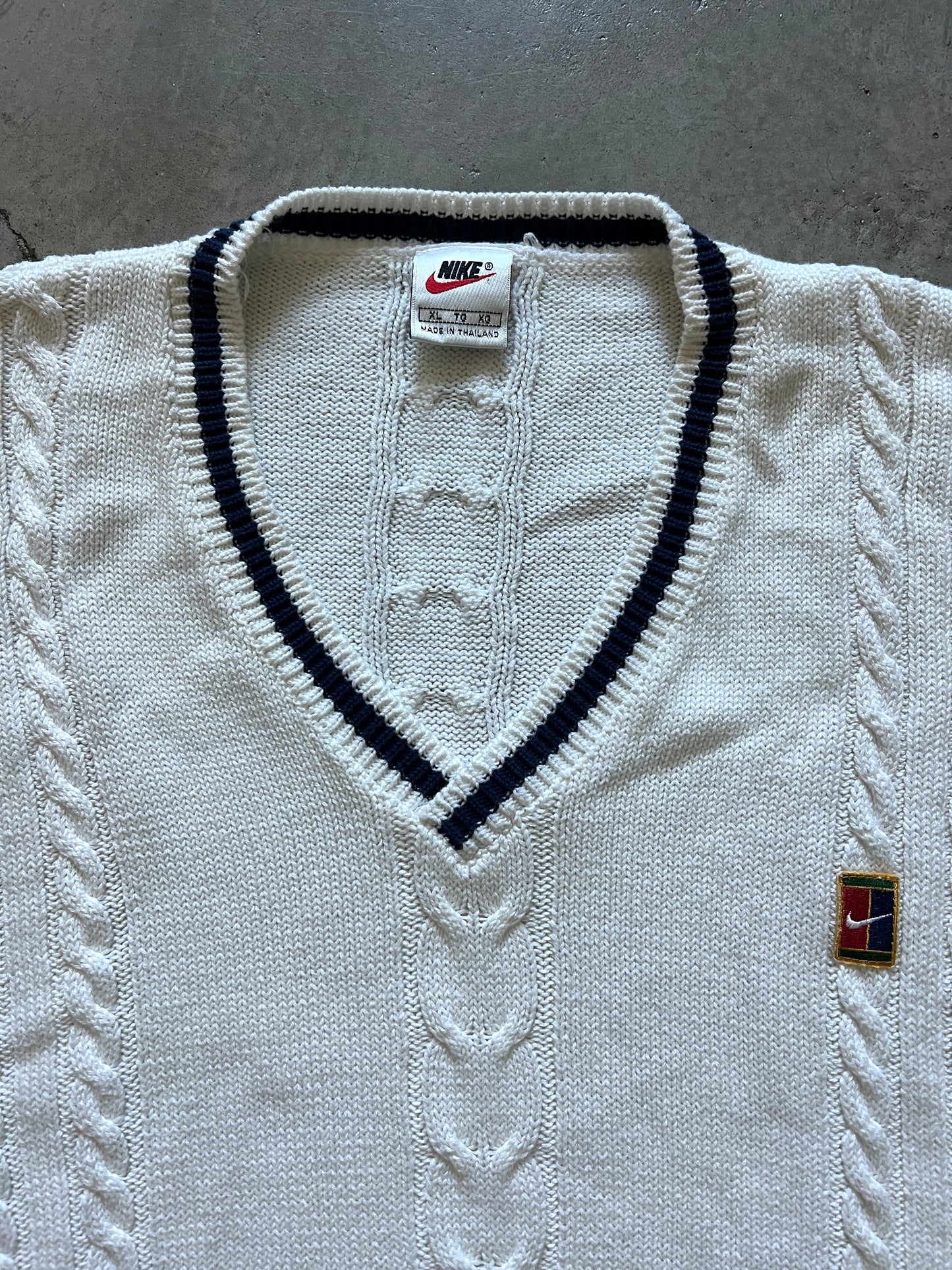 Vintage Nike Tennis Cable-Knit Sweater Vest (circa 1990s) (rare)