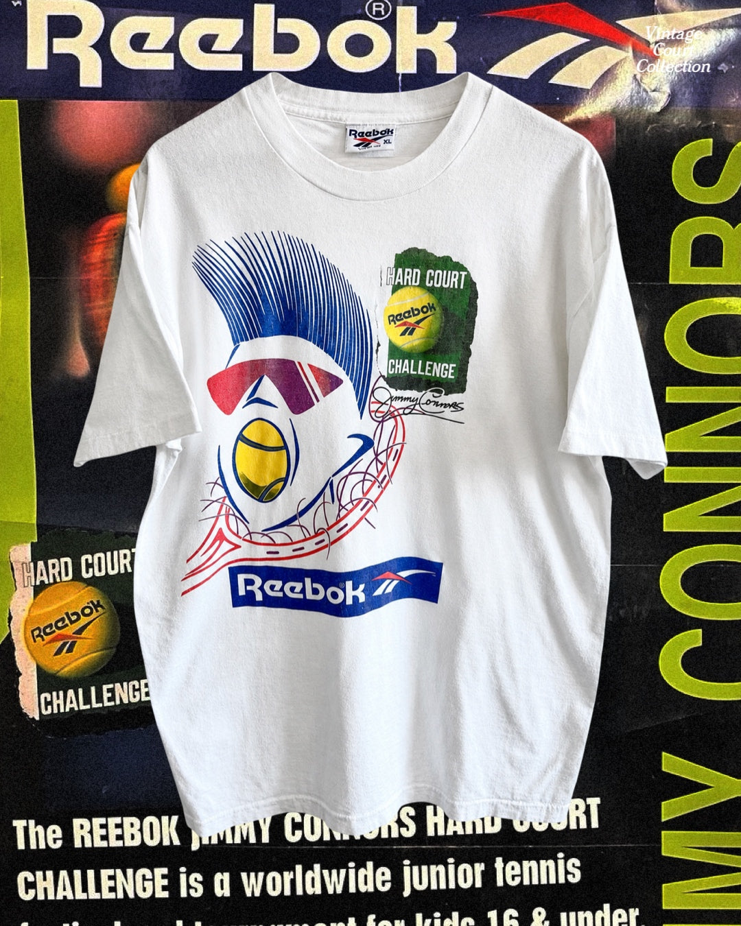 Vintage Reebok Jimmy Connors Hard Court Challenge T-Shirt (circa 1990s)