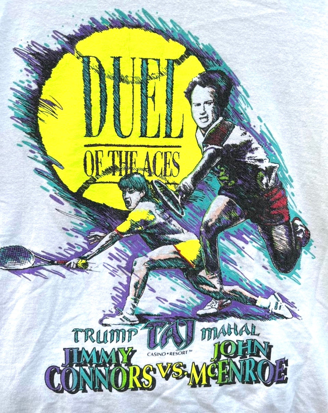 Vintage 1990 McEnroe v Connors Duel of the Aces T-Shirt (RARE)