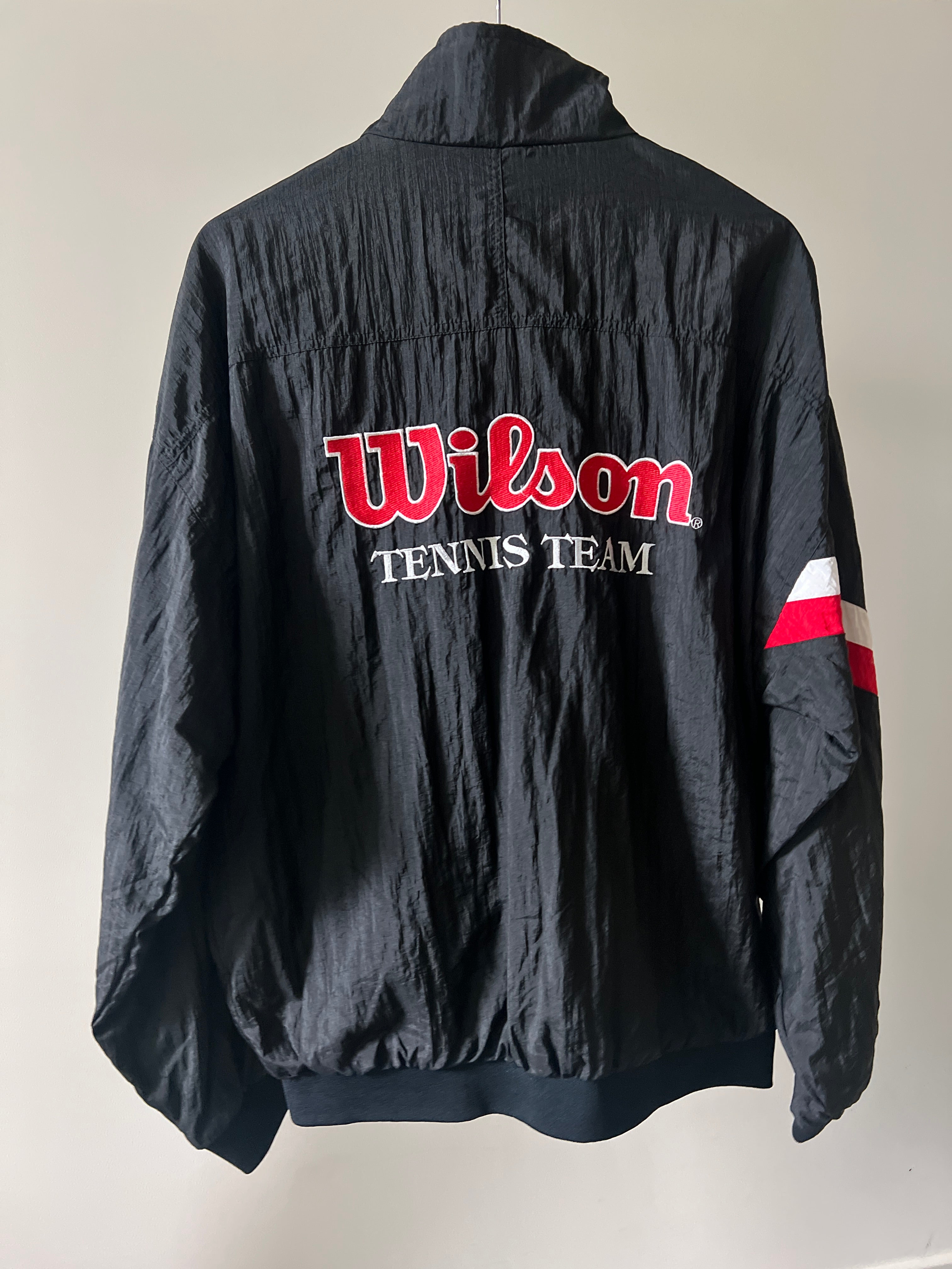 Vintage 90s Acid Wash Denim Jacket Wilson International Tennis Team deals