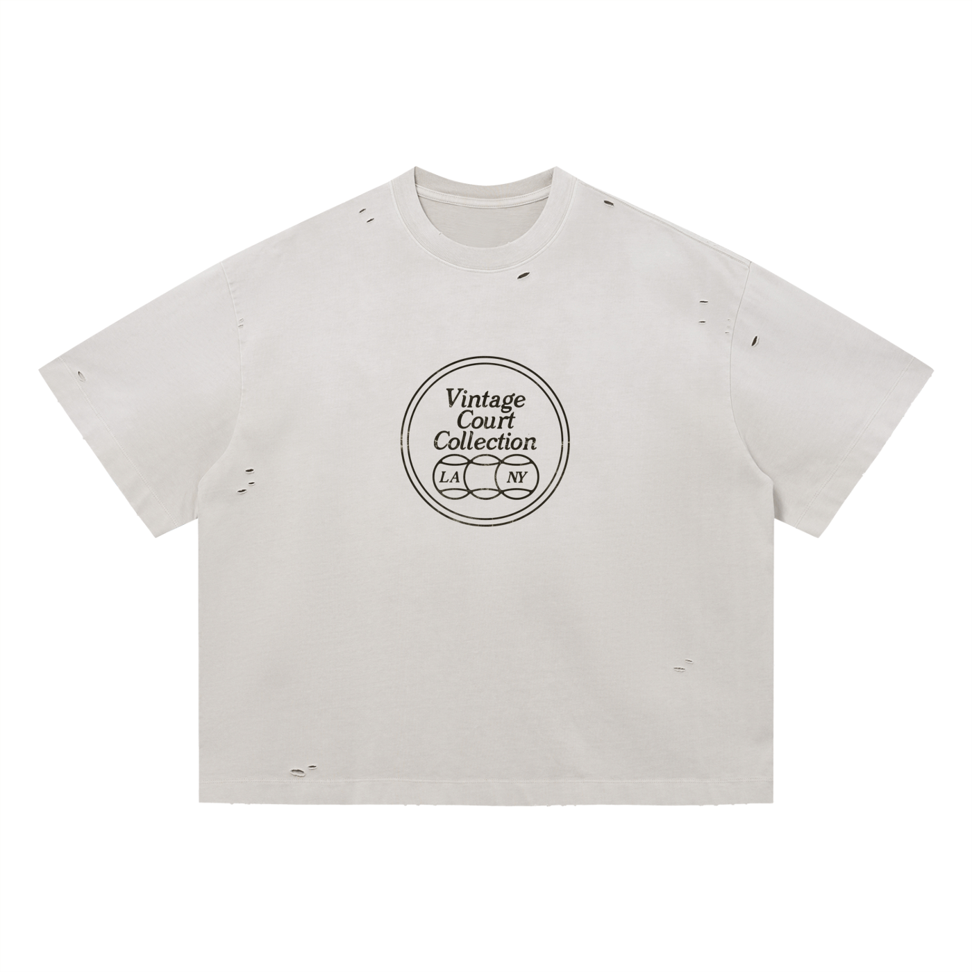 VCC Vintage Washed Distressed T-Shirt (Pale Khaki)