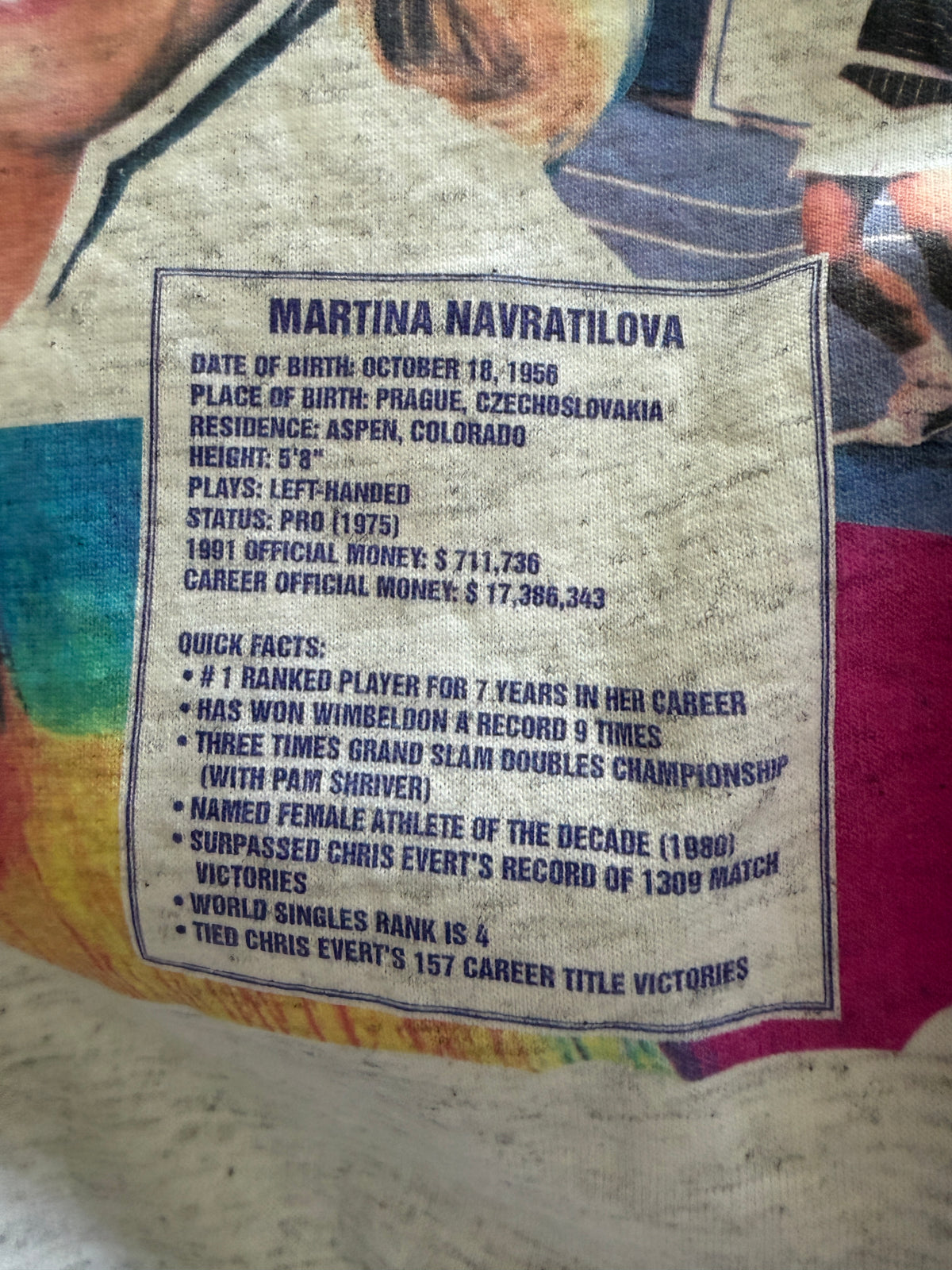 Vintage Martina Navratilova Graphic T-Shirt (circa 1990s)