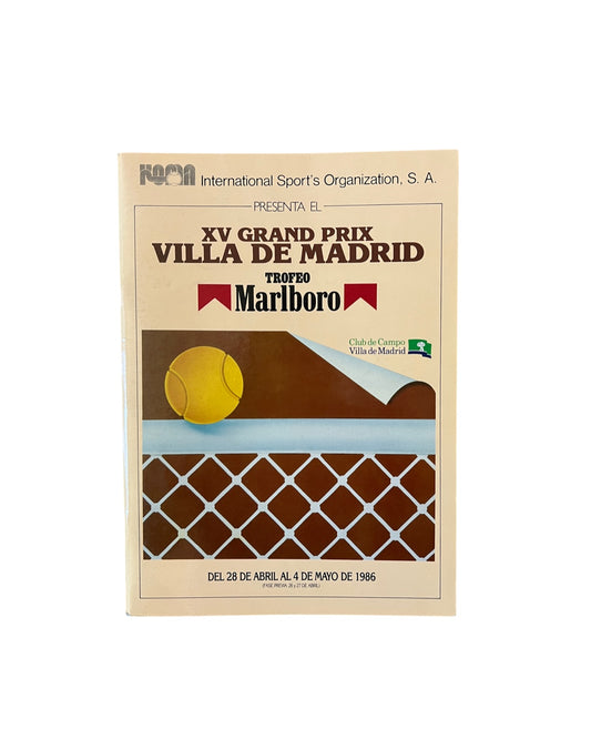 Vintage 1986 Grand Prix Villa De Madrid Tennis Program